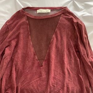 Vintage Havana Red mesh long sleeve